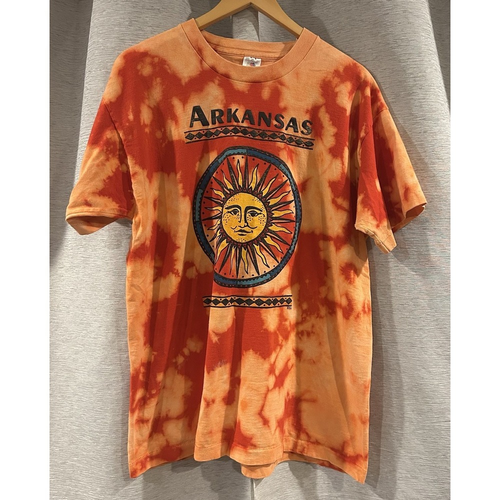 Vintage Arkansas Fruit Of The Loom Tie Dye T-shirt Orange‎ Size XL
